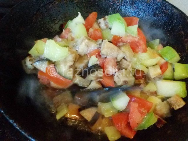 разморозка овощей на сковороде