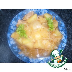 Рецепт: Тушеное мясо с капустой и картофелем