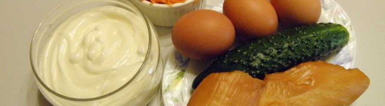 Рецепт салат с копченой курицей